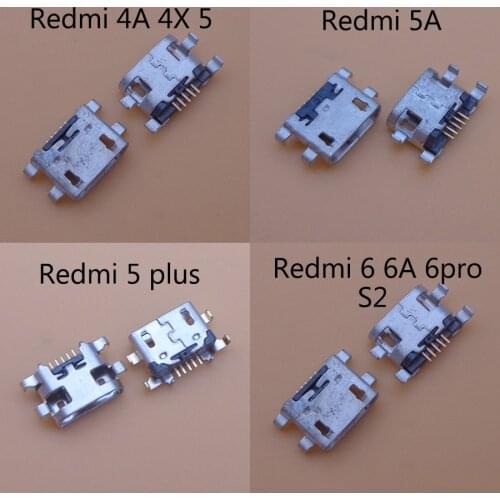 10pcs Micro USB Connector Jack Socket Female Charging Port Power Plug Dock 5pin For Xiaomi Redmi 4A 4X 5 Plus 5plus 6 Note 5A