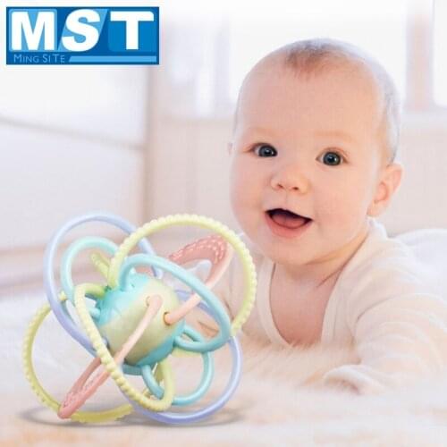 Educational Baby Rattles Development Grasping Ball Soft Silicone Teething Toys Music Hand Bell For Babies 0-12 Months Newborns