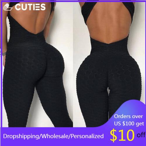 Sexy One Piece Yoga Set Fitness Jumpsuit Sportswear For Women Solid Jacquard Backless Gym Wear Tracksuit Running Workout Suit