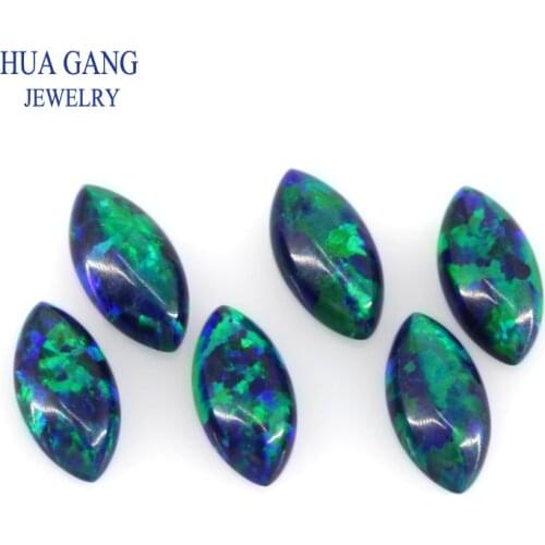 OP19 Opal Loose Stones Marquise Shape Cabochon Flat Back Created Opal Beads Semi-Precious Stones For Jewelry Making