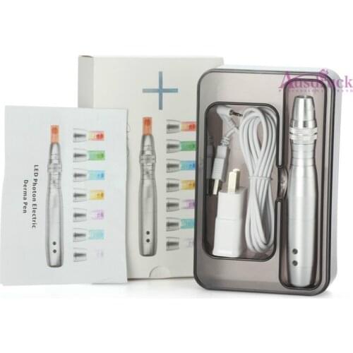 7Color LED Photon Electric derma Auto pen Stamp Photon Micro Needles Dermapen Wrinkle Acne Scar Remove skin Therapy Care tool