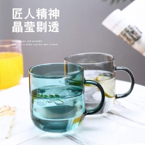 Heat-resistant colorful coffee ins colored glass with handle daily household milk oat breakfast cup coffee mugs