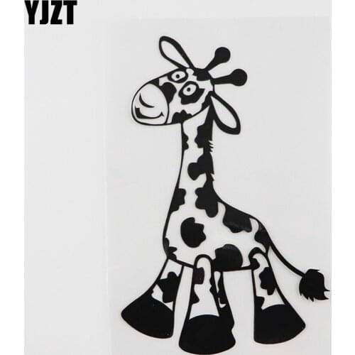 YJZT 9.3CMX14.3CM Cute Giraffe Nursery Cartoon Decal Vinyl Car Sticker Black/Silver 8A-0134