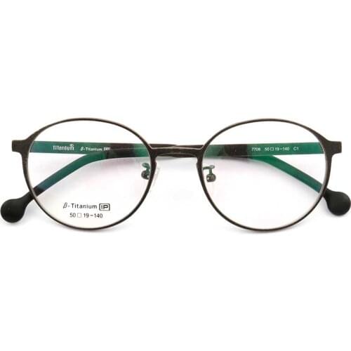 YOUTOP Mens Optical Pure Titanium Frames Females Round Full-rim transparent eyewear Eyeglasses Frame 7708