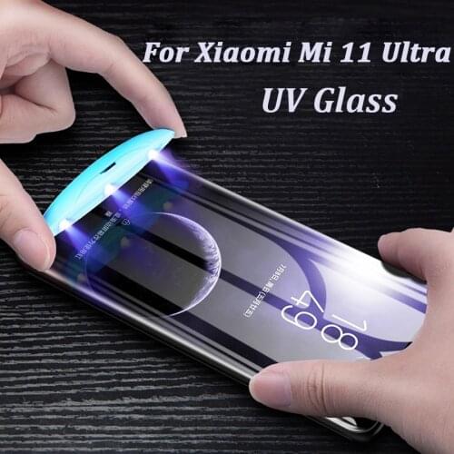 UV Tempered Glass for Xiaomi Mi 10 11 Pro Ultra Full Liquid Glue Screen Protector Xiomi Mi Note 10 lite CC9 Pro Glass 3D Global
