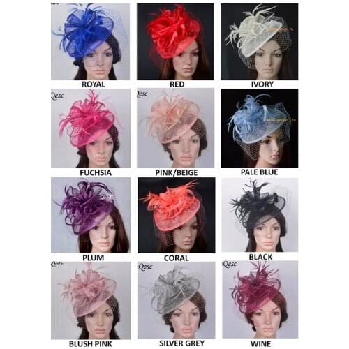 Sinamay Fascinator womens hat Wedding hat with feathers&birdcage veil for Derby Kentucky Royal Ascot Melboure cup.FREE SHIPPING