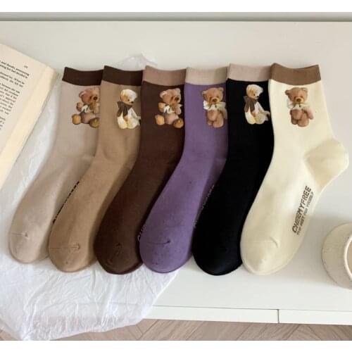 3D Cartoon Animal Print Women Socks Cute Fashion Funny Vintage Kawaii Long Winter Cycling Socks Girl Style Femme Chaussettes