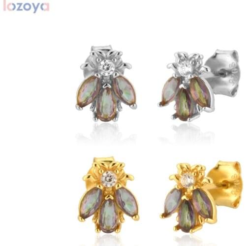 Lozoya 925 Sterling Silver Small Rock Punk Slim Stud Earrings Piercing Clips Women Ohrringe Pendant Jewelry Fashion Jewels