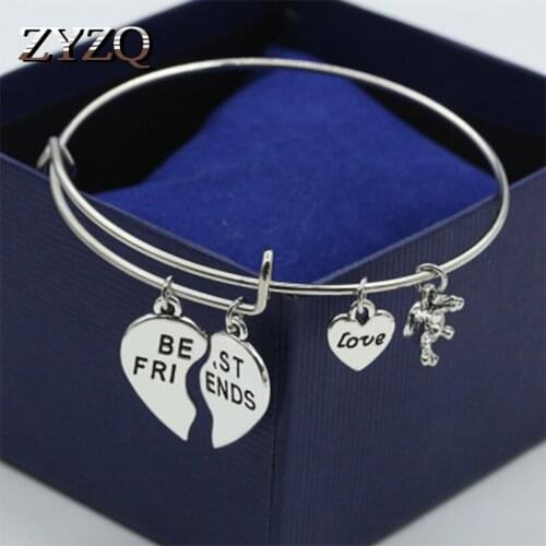 ZYZQ New Arrival Fashion Broken Heart Design Bangle For Women Simple Meaningful Birthday Gift For Girlfriend Factory Direct Sale