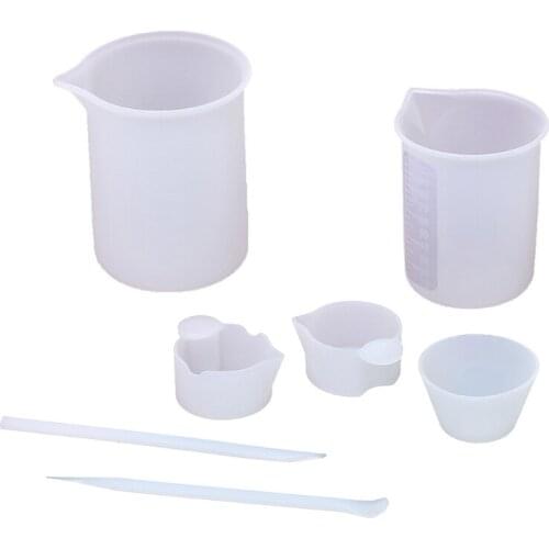 1 Set Silicone Measuring Cups Nonstick Stirrer Sticks Clear Glue Mixing Cups for DIY Resin Casting Jewelry Making Tool AXYD