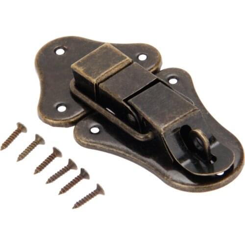 1Pc 95*52mm Vintage Lock Antique Metal Jewelry Chest Box Gift Box Case Buckles Toggle Hasp Latch Catch Clasp Furniture Hardware