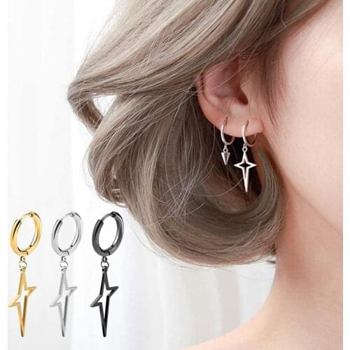 1pc Cross Hoop Earrings Surgical Steel Dangle Earring Gothic Hinged Tragus Cartilage Ear Piercing for Women Men Dropping Jewelry