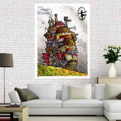 New Arrive Custom Howls Moving Canvas Silk Poster for Home Decor Custom Print painting Art Picture 1 pcs custom