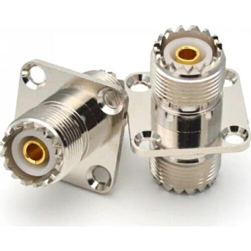 1PC UHF SO-239 Female to Female Coax Coaxial Connector SO239 PL259 UHF Jack VHF Antenna 4 Hole Flange Panel Mount Adapter