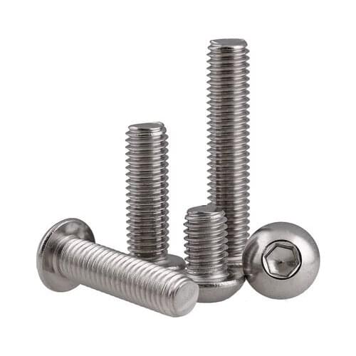 100PCS 304 Stainless steel hex socket screws M4*25/30/35/40/45/50 mm Round head bolts mushroom head bolt
