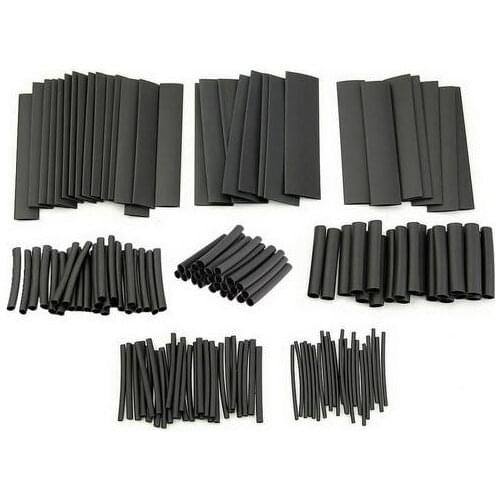 218PCS/Set Tubing Cable Sleeving Assorted Heat Shrink Tube Black Ratio 2:1 Polyolefin 8 Sizes Shinkable Wrap Sleeves Kit