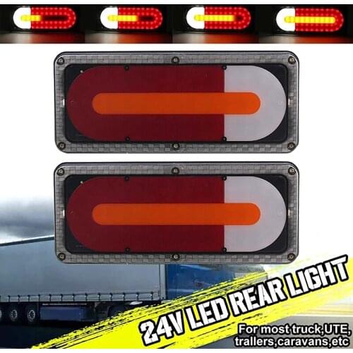 2X LED Tail Rear Light Halo Neon Brake Dynamic Turn Signal Lamp Taillight for DAF MAN SCANIA IVECO Truck Lorry Trailers