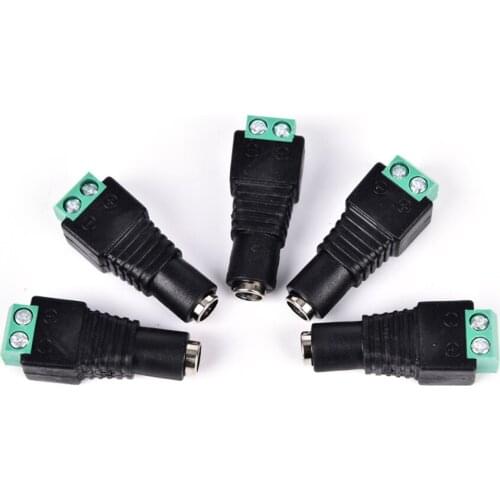 5pcs/lot Female OR Male DC Power Plug Connector Screw Fastening Type DC Plug Adapter to connection led strip 2.1mm x 5.5mm