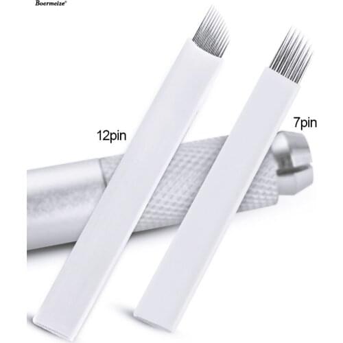 50pcs Microblading Tebori Blades Needles Tattoo needles Permanent Makeup Needle 7 9 12 14 17 21 Manual Eyebrow Blades