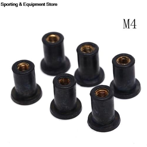 6pcs/set M4 Jack Nuts Windscreen Wellnuts M4 Rubber Well Nuts Accessories Blind Fastener Rivet Fishing Accessories