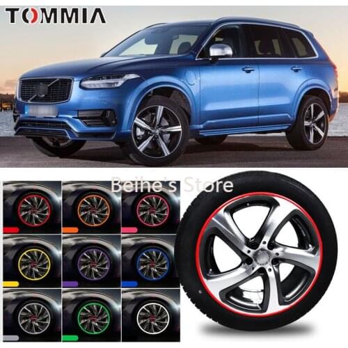 8M Car Wheel Hub Rim Edge Protector Ring Tire Strip Guard Rubber Decals For Volvo XC90