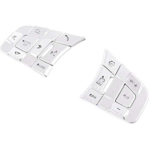 Car Silver Steering Wheel Remote Contorl Media Buttons Trim fit For Jaguar F-PACE 2017-2021