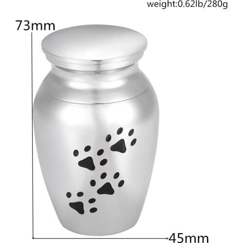 Different Design Pet Paw Engraved Cremation Urns/Jars 73mm*45mm Human/Pet Memorial Ashes Holder Locket Urns+Free Display Box