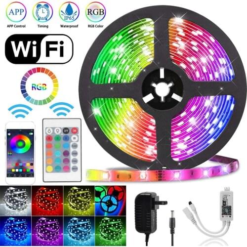 16.4ft 150LED Alexa Smart Home WIFI Wireless RGB 5050 LED Strip Lights Waterproof Strip Neon Light Kit Voice Control Light Band