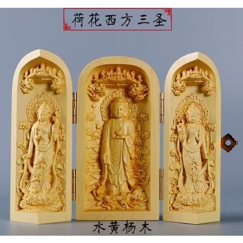 Buddhism sacred holy # office home efficacious Talisman Protection Lotus Sakyamuni Buddha Sculpture Wood carving ART statue