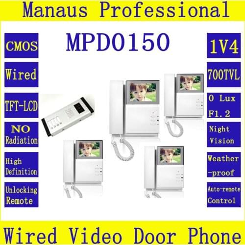 4.3 '' digital color TFT LCD Wired Monitor Video Door Telephone,One to Four Video Intercom Doorbells Access Control System D0150