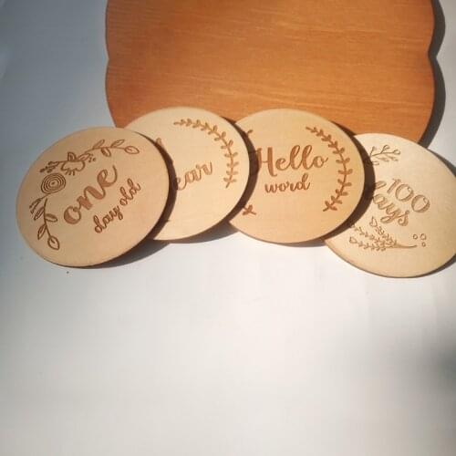 D0AF Newborn Milestone Blocks Wooden Commemorative Baby Birth Monthly Recording Cards