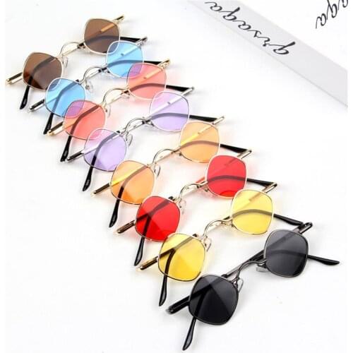 Children Vintage Sunglasses Rhombus Metal Small Frame Steam Punk Sunglasses Colorful Sunglasses Anti-uv Eyewear Uv400
