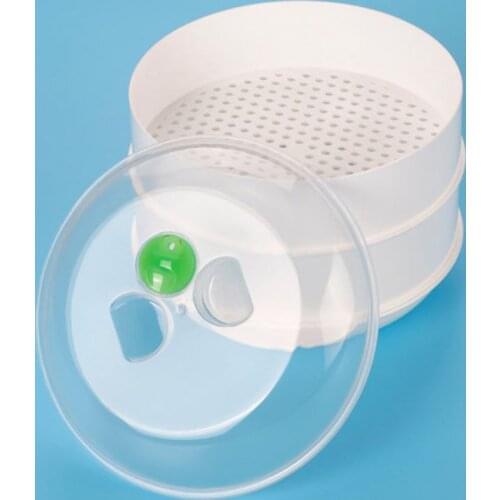K5DC European Double-layer Plastic Steamer Microwave Oven Steamer Round Plastic Microwave Oven With Lid Kitchen Cooking Tools