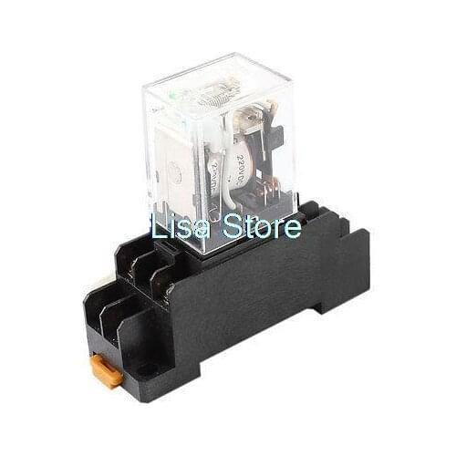 HH52PL DC 220V Coil DPDT 8Pin 35mm DIN Rail Electromagnetic Power Relay