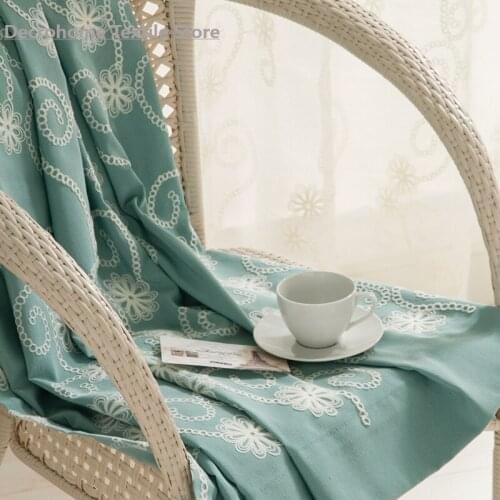 American-Style Country Embroidered Cotton Linen Curtain Mesh Curtains for Living Room Bedroom Sheer Curtains Blackout Curtains