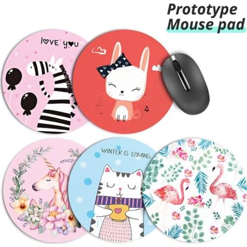 Ins Cute Mouse Pad Cartoon Painted Animal Pad Mat Round Desk Gamer Gaming Mat For PC Laptop Desktop Non-slip Rubber Pad for Mice