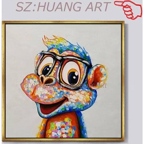 Quality Hand Drawn Cute Dragon Picture Oil Painting Hand-painted Bedroom Decoration Artwork Animal Oil Paintings Wall Canvas Art