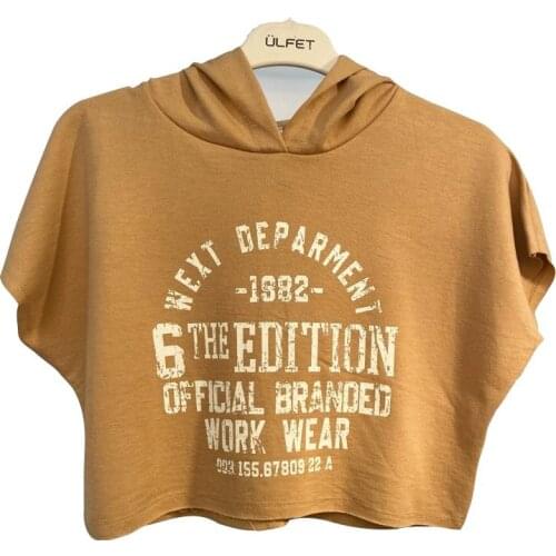 HOODED PRINTED SHORTS SUIT-BISCUIT