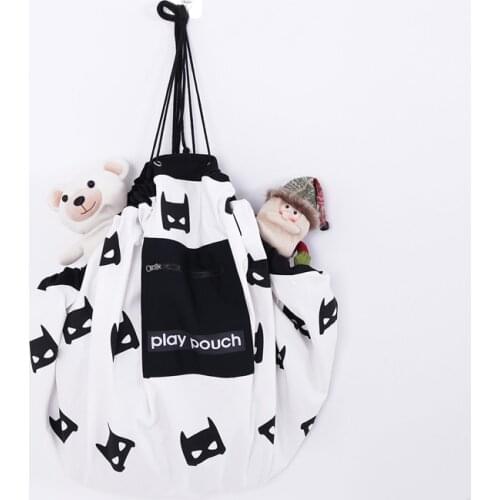 Round Kids Toy Storage Bag and Play Mat Toys Picnic Beach Mat Rug Organizer Storage Hanging Bags for Baby Toys Play Pouch Sacks