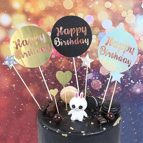 Round Hollow Happy Birthday Cake Topper Cake Decoration