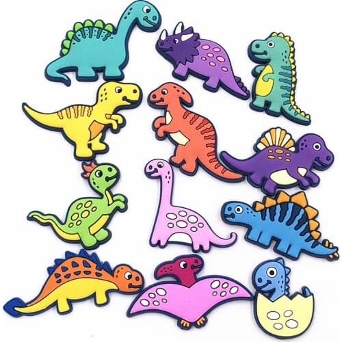 Hot Sale 1pcs Shoe Charms Novel Dinosaur Shoe Accessories Cute Garden Shoe Decoration for Buckle Kids X-mas boys Gift Croc Jibz