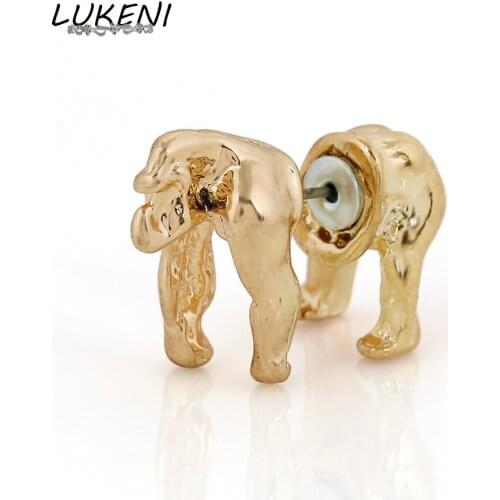 LUKENI 10Pcs/Lot Free Shipping Fashion Jewelry Punk Ear Cuff Stud Earrings Lion Metallic Feel Earrings Wholesale SE011