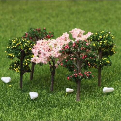 2PCS Mini Flower Tree Plants Miniature Fairy House Dollhouse Garden DIY Micro Bonsai Decoration