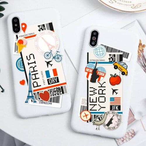 World Citiy Paris Moscow New York Travel Tickets white Phone Case For iphone 12 11 Pro Max Mini XS 8 7 6 6S Plus X SE 2020 XR