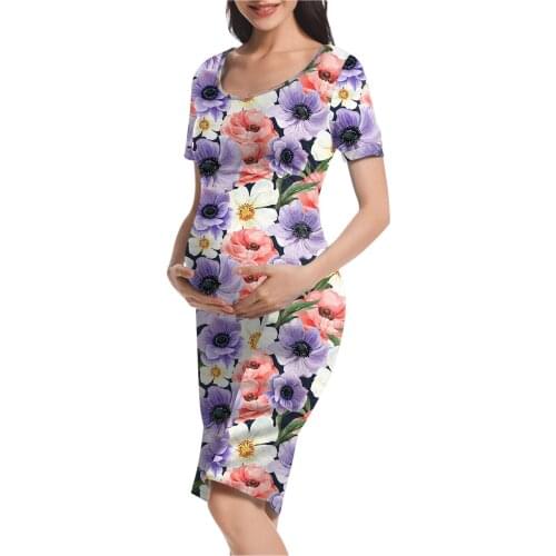 Fashion pregnant Dress flower Print Maternity Dress Women Mom Pregnancy Maternity Summer maternity Dresses Clothes robe femme