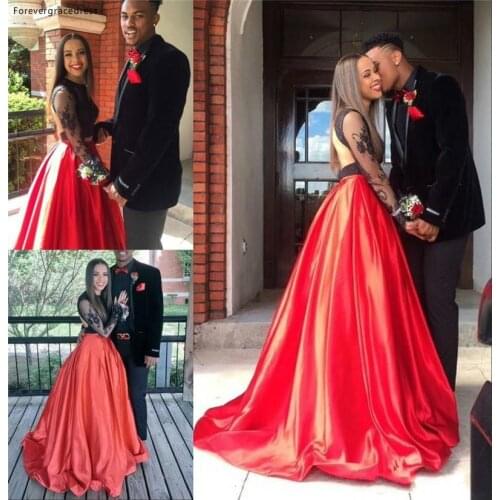 Fashion Black and Red Evening Dress Cheap Lace Formal Summer Holidays Wear Graduation Party Gown Custom Made Plus Size