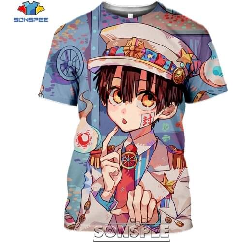 SONSPEE Jibaku Shounen Hanako-kun Mens T Shirts Casual Streetwear Harajuku 3D Anime Toilet-Bound Tops Mens Tee Shirt Homme