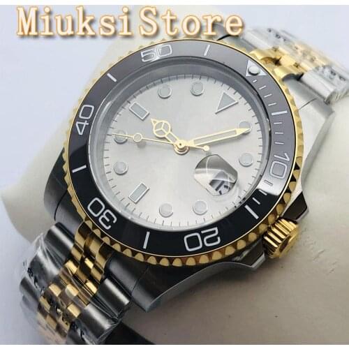 BLIGER 40mm Mens New Top Luxury Watch Sapphire Glass Ceramic Bezel Light Gray Sterile Dial Luminous Mens Automatic Watch