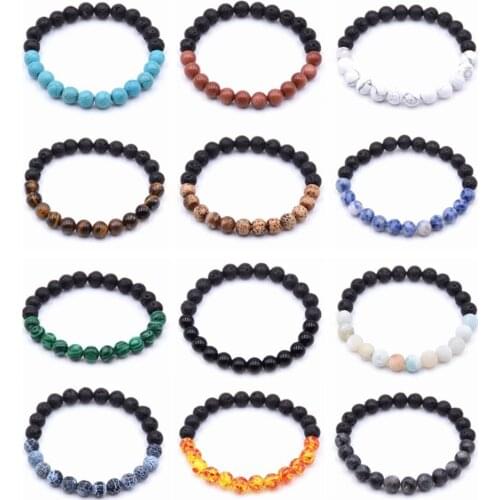 ASHMITA Couples Distance Bracelet Classic Natural Stone Doulbe Color Beaded Bracelets for Men Women Best Friend