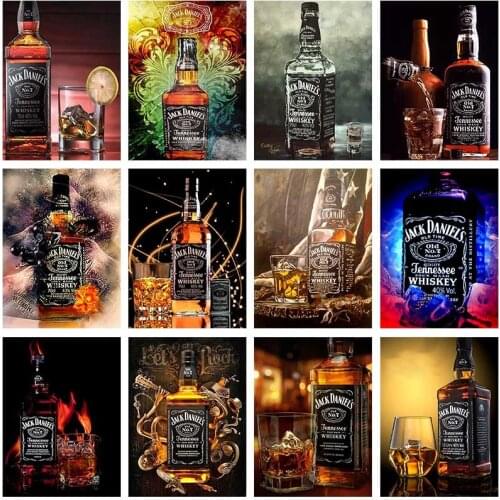 Full DIY Wine Diamond Painting Whisky Bottle Landscape Diamond Embroidery Cross Stitch Set Home Room Decor Art